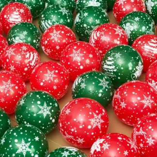 Set 6 baloane latex Merry Christmas, Rosu si Verde, 30 cm